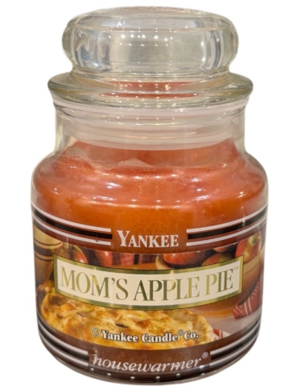 RARE Vintage Yankee Candle Moms Apple Pie 3.7oz Small Jar Retired Black Band HTF